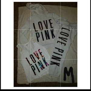 RARE HTF VS PINK - RAINBOW BLING SET. Jacket, tank, joggers, and yoga pants.